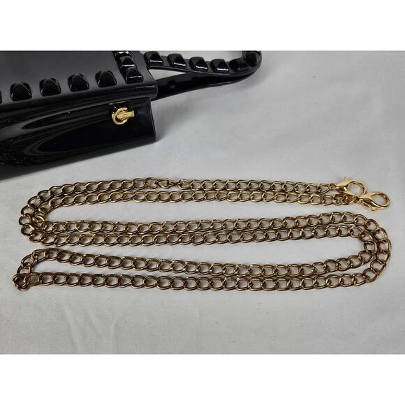 UNIQUE WOMEN'S BLACK JELLY STUDDED TOP HANDLE CROSSBODY MINI BAG PURSE – 5"x5" - Picture 11 of 13